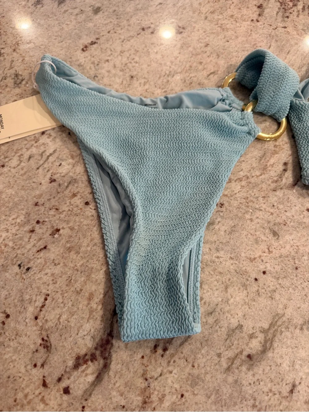 Monday Swimwear Seafoam One-Shoulder Ring Bikini Set